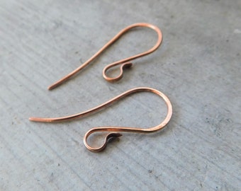 Paddled Hook Ear Wires Handmade Sterling Silver, Oxidized Sterling, Copper, Oxidized Copper, Stainless Steel or NuGold 1 pair