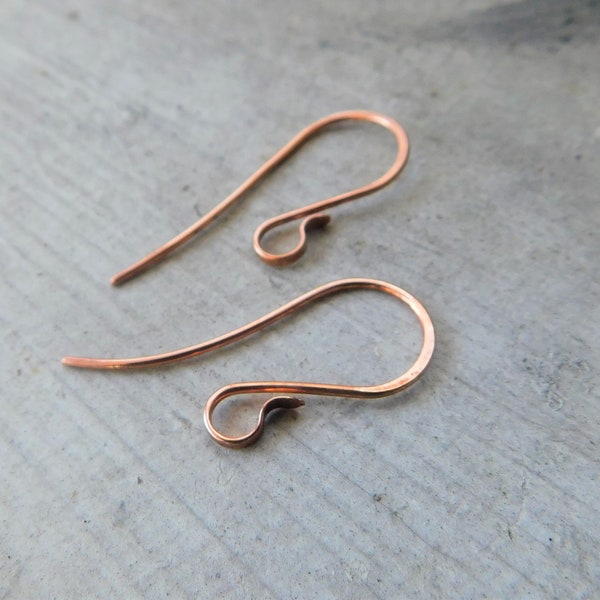 Paddled Hook Ear Wires Handmade Sterling Silver, Oxidized Sterling, Copper, Oxidized Copper, Stainless Steel or NuGold 1 pair