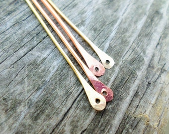 Paddle Pins with 1.25mm Hole Choose from Sterling Silver, Copper, Oxidized Copper or Brass 18g/10pcs