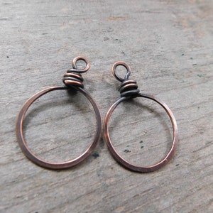 Hand Forged Rustic Hoops, Copper, NuGold, or Sterling image 3