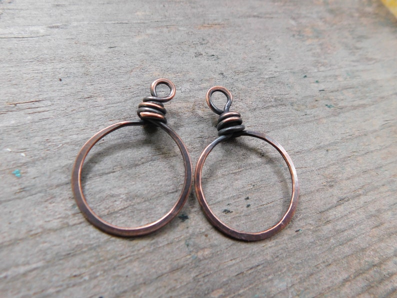 Hand Forged Rustic Hoops, Copper, NuGold, or Sterling image 3