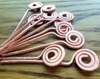 Handmade Stardust Paddle Swirl Head Pins 16g 10pcs Choose from Copper, Brass or Sterling Silver