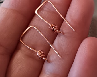 Squared Thick Wrapped Ear Wires in Sterling, Oxidized Sterling, Copper, Oxidized Copper, Stainless or NuGold