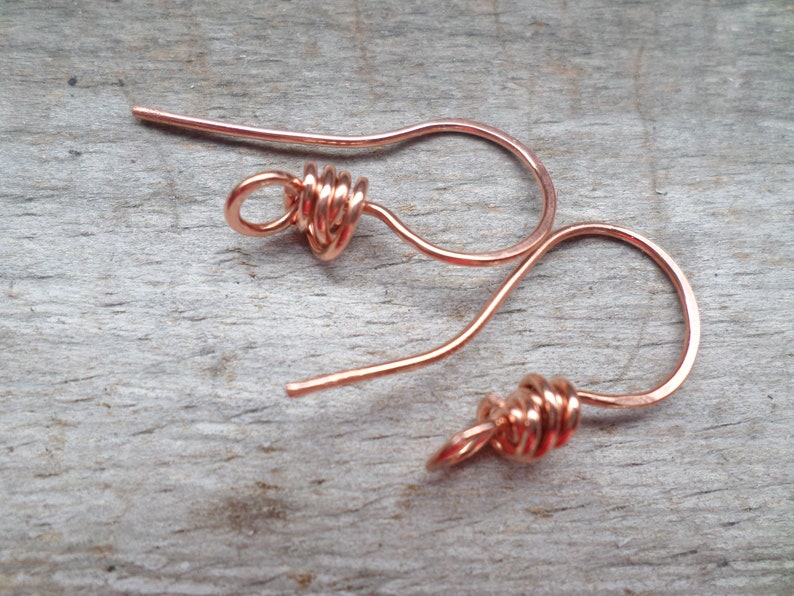 Artisan Series Thick Wrapped Ear Wires in Sterling, Oxidized Sterling, Copper, Oxidized Copper, Stainless or NuGold image 5