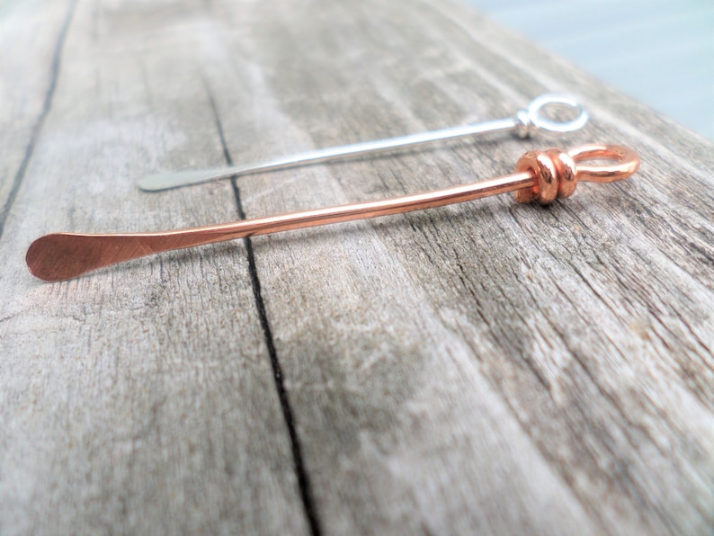 Copper Wrapped Loop Paddle Pins Choose from Sterling Silver Oxidized or NuGold Brass 20 Gauge 10pcs You pick size