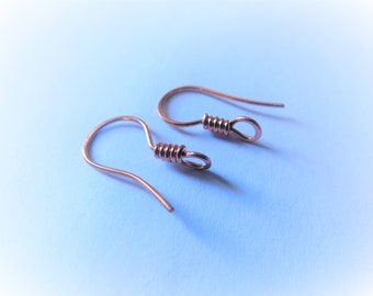 Classic Coil Hook Ear Wires Choose from Sterling, Oxidized Sterling, Copper, Oxidized Copper, Stainless Steel or NuGold  1pair