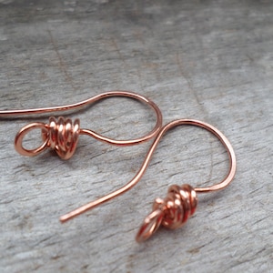 Artisan Series Thick Wrapped Ear Wires in Sterling, Oxidized Sterling, Copper, Oxidized Copper, Stainless or NuGold image 2