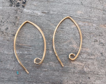 Elf Ear Wires Hand-forged, Sterling, Copper, Steel or NuGold