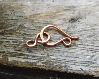 Hook Clasp with connector in Sterling, Oxidized Sterling, Copper, Oxidized Copper Or NuGold