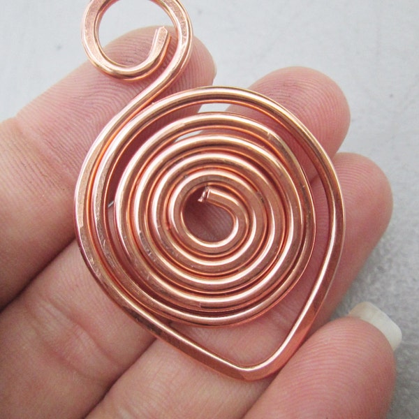 Solid Copper or Brass Swan Swirl Pendant Handmade 1pc