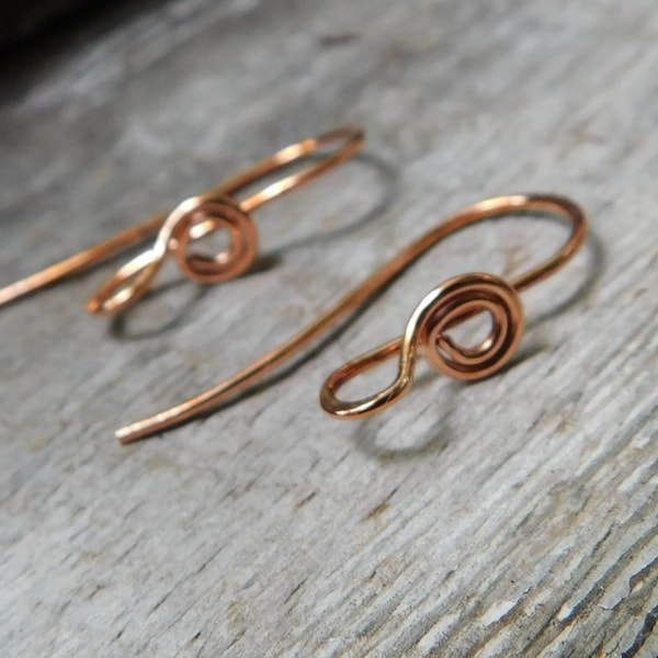 Swirl Hook Ear Wires Handmade Sterling Silver, Oxidized Sterling, Copper, Oxidized Copper, Stainless Steel or NuGold 1 pair