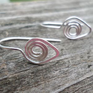 Hand Forged Swan Ear Wires, Sterling Silver, Oxidized Copper