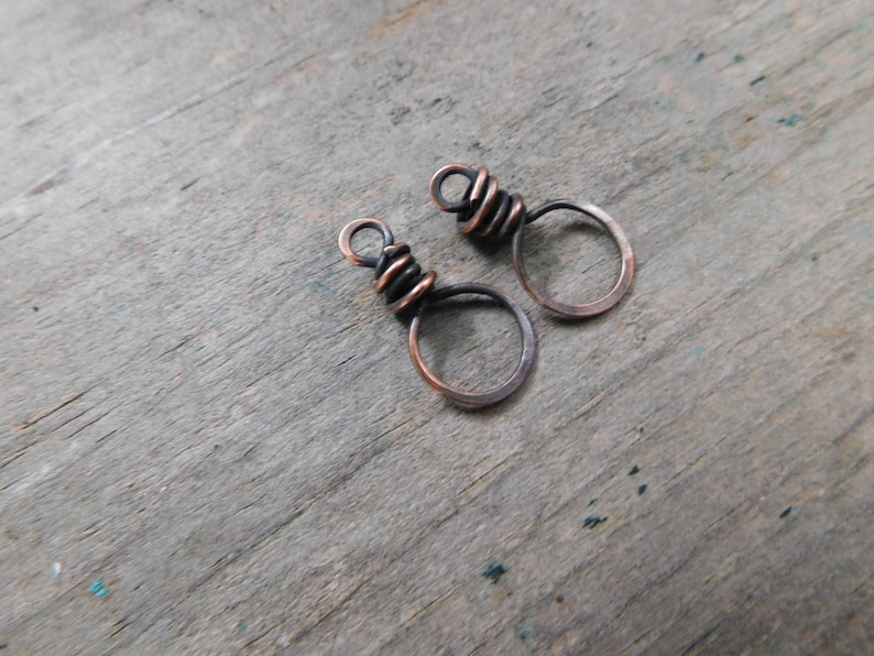 Hand Forged Rustic Hoops, Copper, NuGold, or Sterling image 6