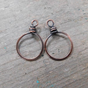 Hand Forged Rustic Hoops, Copper, NuGold, or Sterling image 2