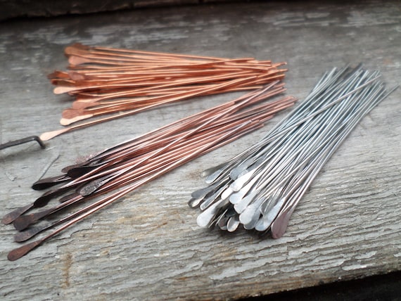 Copper Wrapped Loop Paddle Pins Choose from Sterling Silver Oxidized or NuGold Brass 20 Gauge 10pcs You pick size