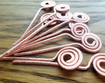 Handmade Stardust Swirl Head Pins 18g 10pcs Choose from Copper, Brass or Sterling Silver