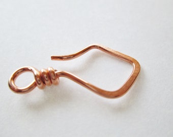 Kite Single Hook Clasp in Sterling Silver, Copper, Oxidized Copper or NuGold