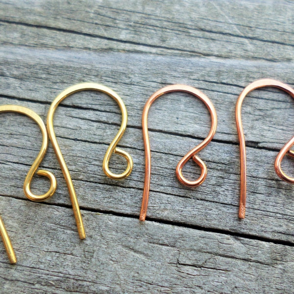 Handmade French Hook Ear Wires Choose from Sterling Silver, Copper, Oxidized Copper,Stainless Steel or NuGold 10 Pairs