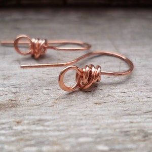 Artisan Series Thick Wrapped Ear Wires in Sterling, Oxidized Sterling, Copper, Oxidized Copper, Stainless or NuGold image 3