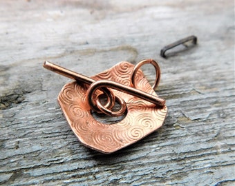 Artisan Limited Edition Toggle Clasp, Hand Stamped Toggle, Copper Toggle