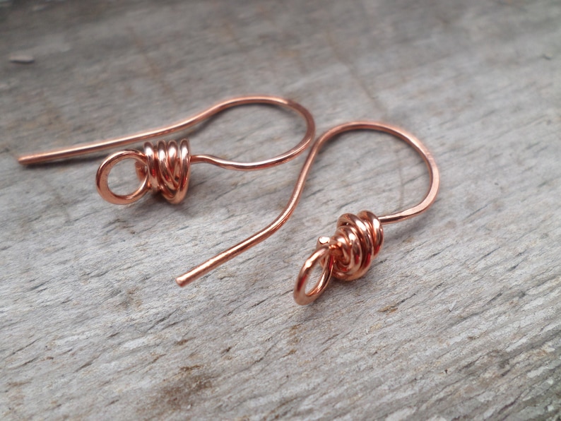 Artisan Series Thick Wrapped Ear Wires in Sterling, Oxidized Sterling, Copper, Oxidized Copper, Stainless or NuGold image 4