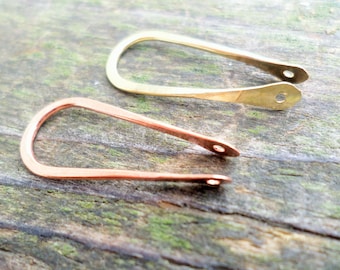 U with Holes 25mm Choose From Copper, Oxidized Copper, NuGold Brass or Sterling Silver 2pcs