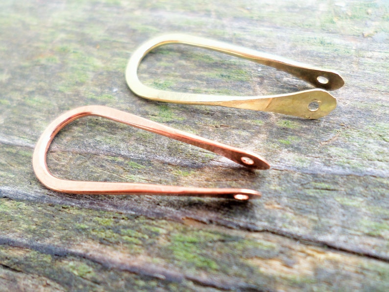 U with Holes 25mm Choose From Copper, Oxidized Copper, NuGold Brass or Sterling Silver 2pcs image 1