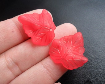 Red Lucite Ivy Leaf Charm/Pendant 10pcs. 24x24 mm