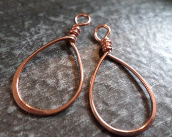 Tear Drop Charms Handmade 2pcs Choose from Sterling, Copper or NuGold