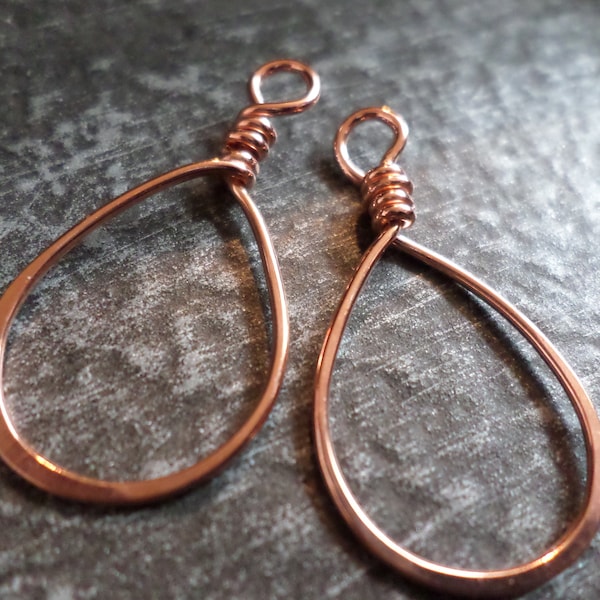 Tear Drop Charms Handmade 2pcs Choose from Sterling, Copper or NuGold
