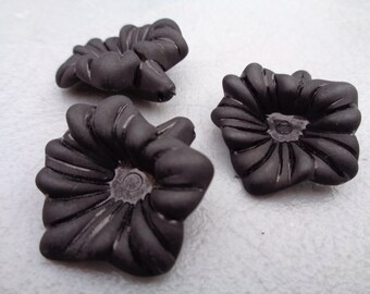 Black Lucite Flower Beads 30mm X 25mm 10pcs