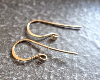 Flat Loop Hook Ear Wires Handmade Sterling Silver, Oxidized Sterling, Copper, Oxidized Copper, Stainless Steel or NuGold 1 pair