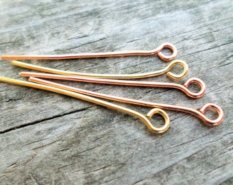 Eye pins Handmade Choose from Copper, Oxidized Copper, Nugold or Sterling Silver 20g 10pcs