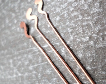 Squiggle Pins Hand forged 10pcs 20g Sterling Silver, Stainless, Copper or NuGold