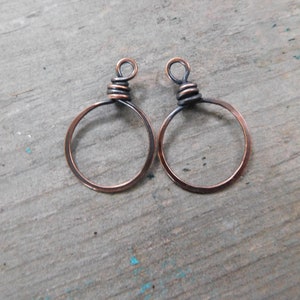Hand Forged Rustic Hoops, Copper, NuGold, or Sterling image 1