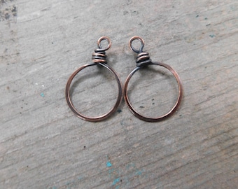 Hand Forged Rustic Hoops, Copper, NuGold, or Sterling