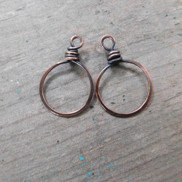 Hand Forged Rustic Hoops, Copper, NuGold, or Sterling