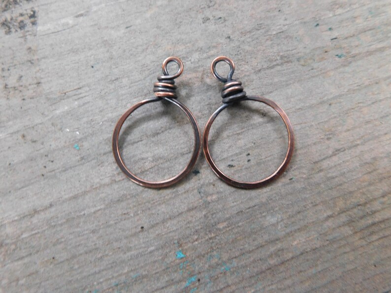 Hand Forged Rustic Hoops, Copper, NuGold, or Sterling image 1