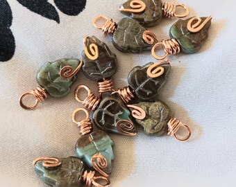 Czech Leaves Copper Charms 10pcs