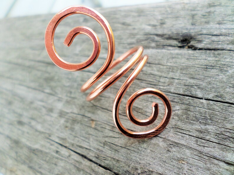 Open Swirl Ring, Sterling Silver, Copper, NuGold Bild 3