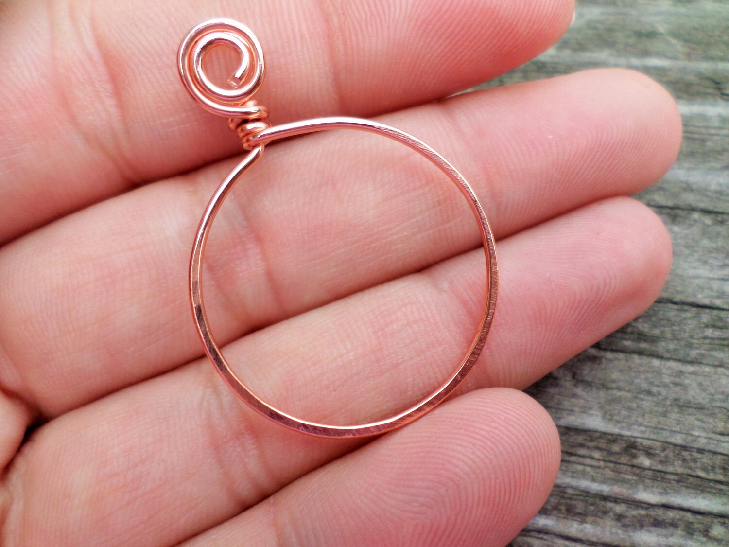 Swirl Hoop Charms Choose from Sterling Silver Copper Etsy