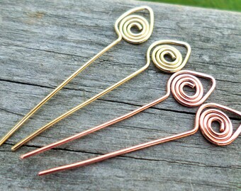 Swan Head Pins Choose From Copper, Oxidized Copper, NuGold or Sterling Silver  25pcs 20g