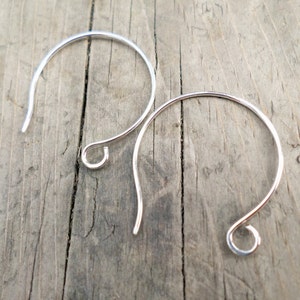 Hoop Ear Wires In Sterling, Copper, NuGold or Stainless Steel Hand forged