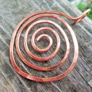 Large Copper, Oxidized Copper or NuGold Brass Swirl Pendant 50mm image 1