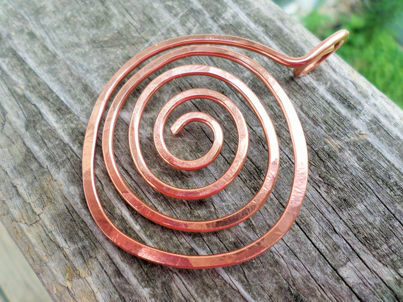 Large Copper, Oxidized Copper or NuGold Brass Swirl Pendant 50mm image 1