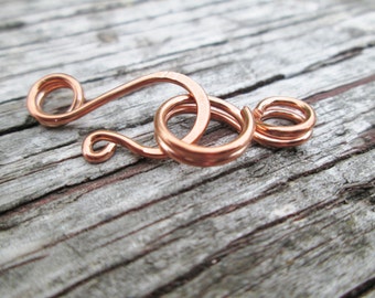 Fancy Copper, NuGold or Sterling Silver Hook Clasp and Loop Connector