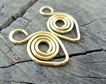 Swan Swirl Charms Hand forged 4pcs Sterling, Oxidized Sterling, Copper, Oxidized Copper or NuGold