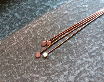 Handmade Circle Head Pins in Sterling Silver, or Copper 24g 10pcs