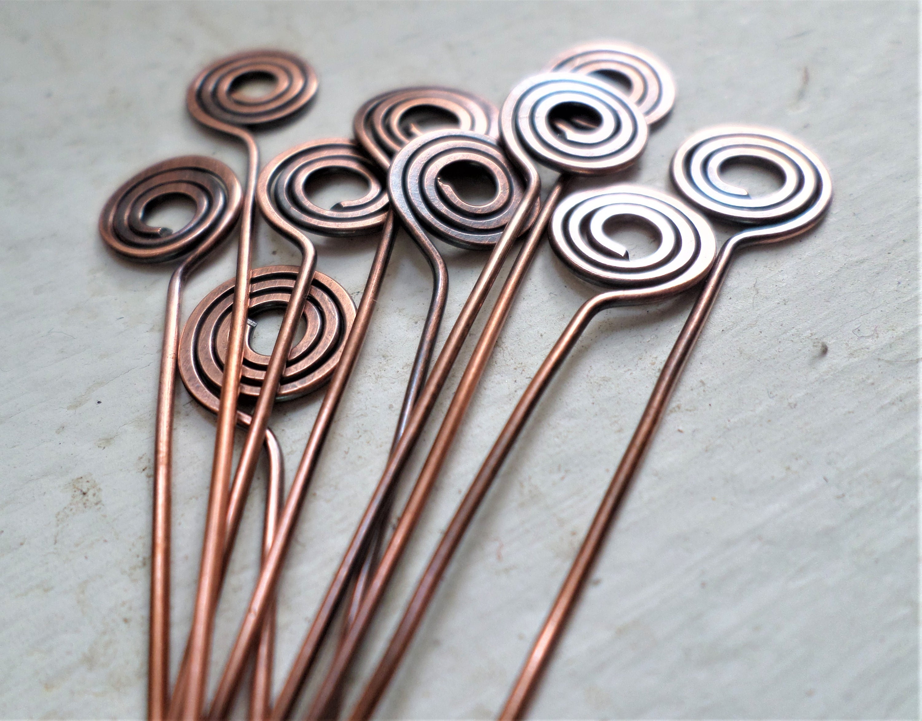 Swirl Pins 20g Choose from Sterling Silver, Copper, Stainless Steel or NuGold 10pcs