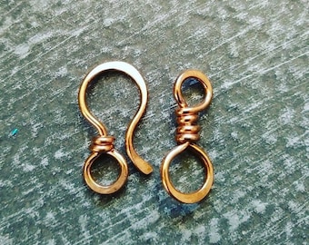 Hook and Eye Clasp Set Sterling Silver, Oxidized Sterling, Copper, Oxidized Copper or NuGold Brass Handmade